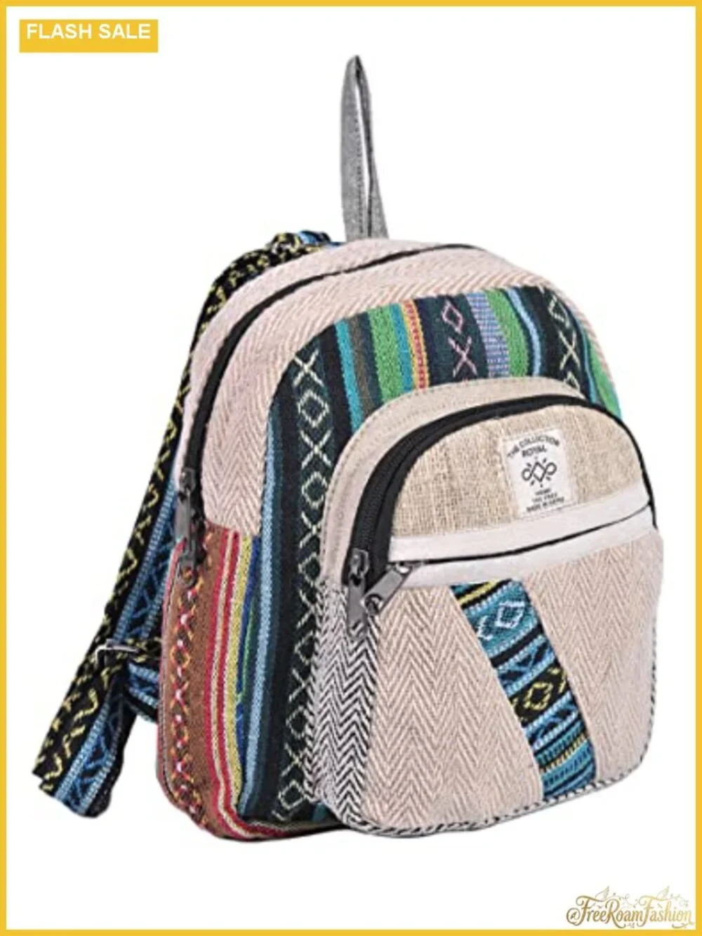 Boho Hippie Hemp Cotton Mini Daypack Backpack Eco Friendly Handmade